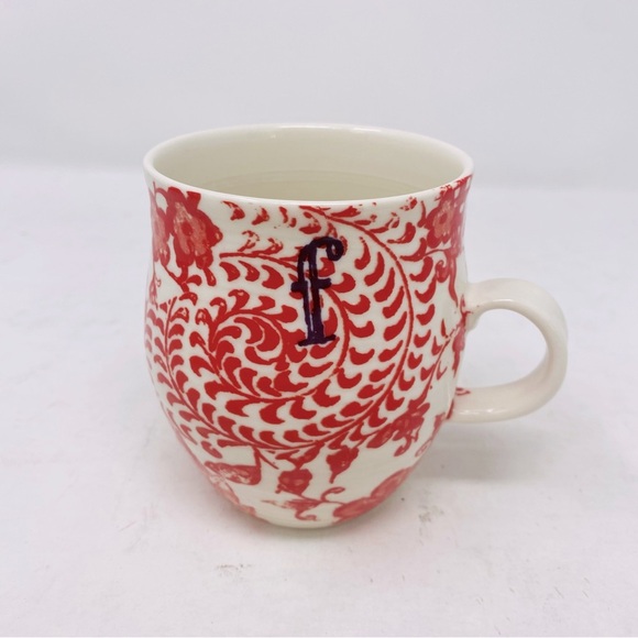 Anthropologie Homegrown Monogram Floral F Mug 14oz - Picture 1 of 6